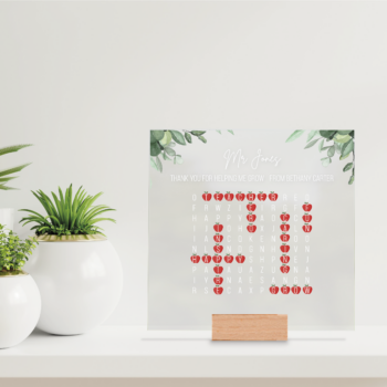 Printed IKEA Ribba or Sannahed Replacement Front Acrylic - Word Search - Thank You For Helping Me Grow