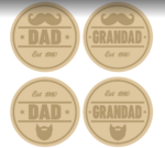 3mm mdf Layered Dad Moustache or Beard Circle