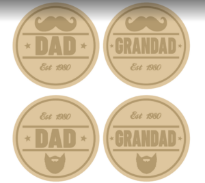 3mm mdf Layered Dad Moustache or Beard Circle