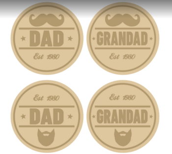 3mm mdf Layered Dad Moustache or Beard Circle