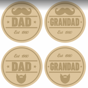 3mm mdf Layered Dad Moustache or Beard Circle