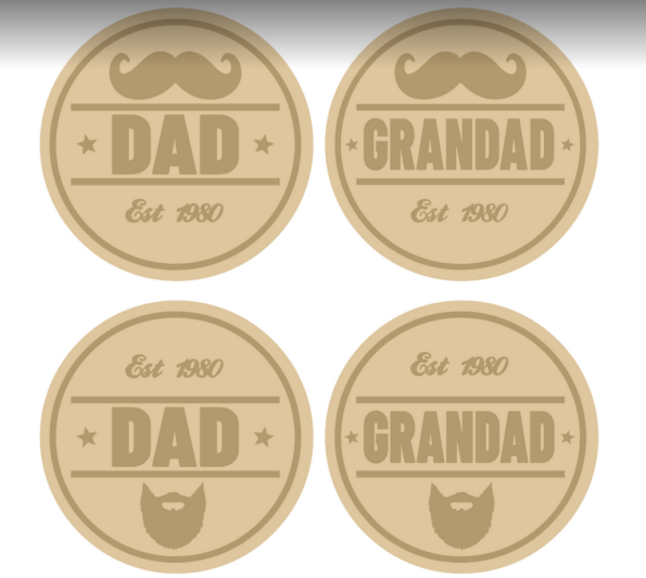 3mm mdf Layered Dad Moustache or Beard Circle