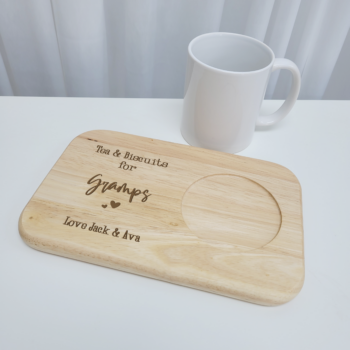 Printed Wooden Tea and Biscuits Tray - Engraved Look