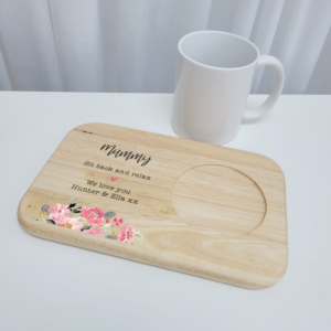 Printed Wooden Tea and Biscuits Tray - Floral