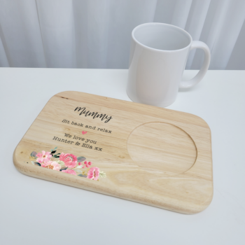 Printed Wooden Tea and Biscuits Tray - Floral