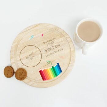 Printed Round Wooden Tea and Biscuits Tray - Teacher