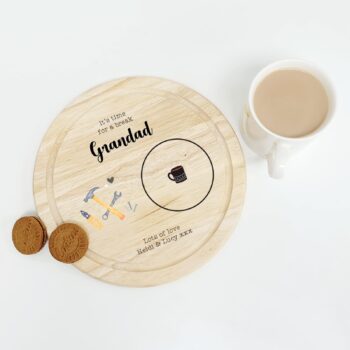 Printed Round Wooden Tea and Biscuits Tray - Tools Design