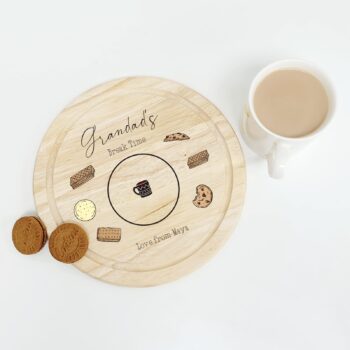 Printed Round Wooden Tea and Biscuits Tray - Biscuits Design