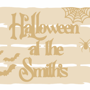 3mm Driftwood Halloween At The Sign with stick on bats, spider and cobweb
