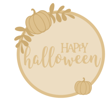 3MM MDF Layered Pumpkin and Wreath Circle - Happy Halloween