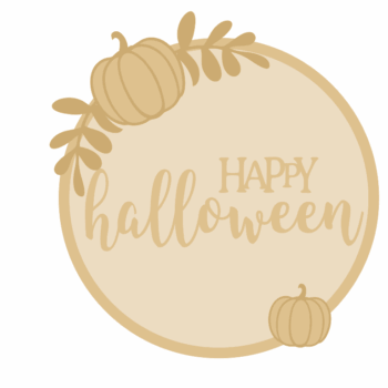3MM MDF Layered Pumpkin and Wreath Circle - Happy Halloween