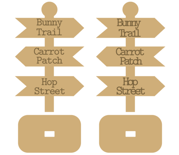 18MM MDF Easter Signpost with Stand - Engraved or Stick on Wording