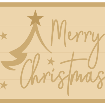 3MM MDF Layered Rectangle - Merry Christmas with tree and stars