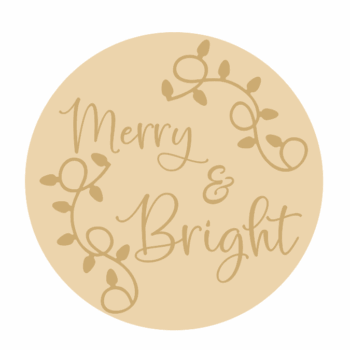 3MM MDF Layered Circle - Merry and Bright with vine leaves