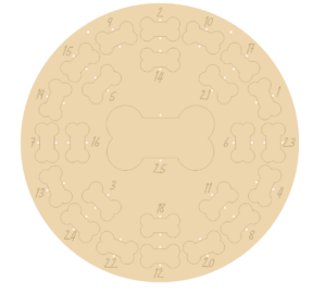4mm Oak Veneer Circular Dog Bone Advent Calendar (etched numbers)