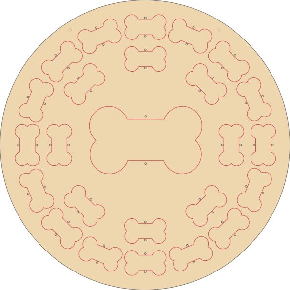4mm Oak Veneer Circular Dog Bone Advent Calendar (no numbers)