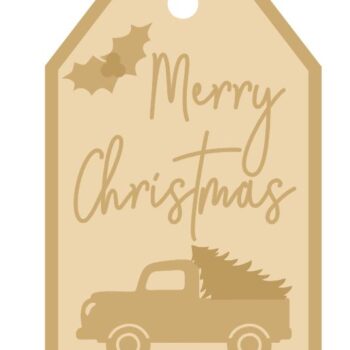 3MM MDF Layered Tag - Merry Christmas with Truck and Tree
