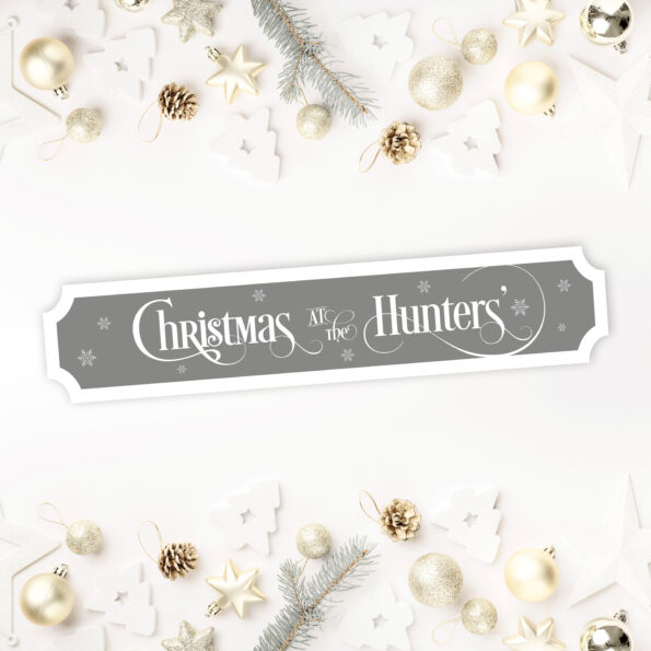 Printed Christmas Street Sign - White Text and Snowflakes