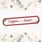 Printed Christmas Street Sign - Red Text and Holly