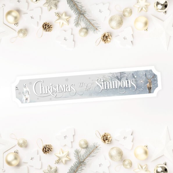 Printed Christmas Street Sign - Winter Animals