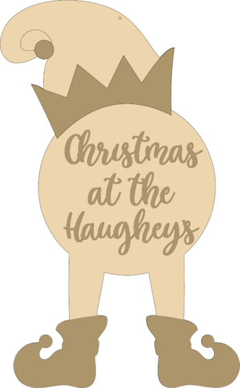 3mm mdf Layered Christmas at the sign Elf (legs hanging)
