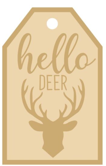 3MM MDF Layered Tag - Hello Deer