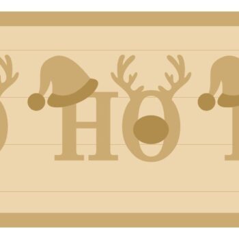 3MM MDF Layered Rectangular Plaque - HOHOHO with hats and antlers