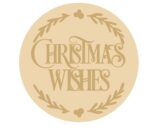 3MM MDF Layered Circle – Christmas Wishes with leaves