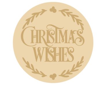 3MM MDF Layered Circle - Christmas Wishes with leaves