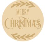 3MM MDF Layered Circle - Merry Christmas with vine leaves