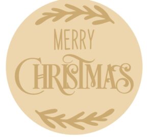 3MM MDF Layered Circle - Merry Christmas with vine leaves 3MM MDF Layered Circle - Merry Christmas with vine leaves