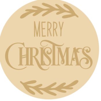 3MM MDF Layered Circle - Merry Christmas with vine leaves