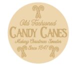 3MM MDF Layered Circle - Old Fashioned Candy Canes