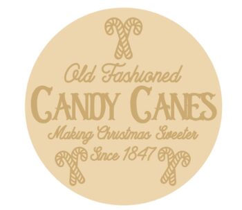3MM MDF Layered Circle - Old Fashioned Candy Canes