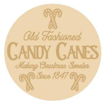 3MM MDF Layered Circle - Old Fashioned Candy Canes