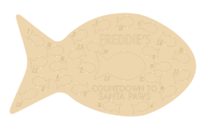4mm Personalised Oak Veneer Fish Shape Cat Advent Calendar (etched)