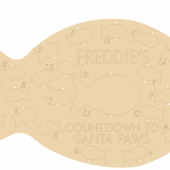 4mm Personalised Oak Veneer Fish Shape Cat Advent Calendar (etched)
