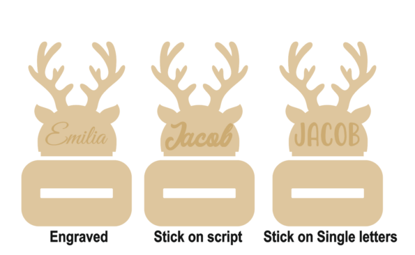 18mm Antler Head Stocking Hanger (with stick on or engraved name)