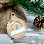 4mm oak veneer printed Christmas Wishes 2022 Bauble