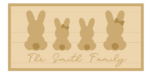 3mm mdf Personalised Rectangular Layered Family Bunny Plaque