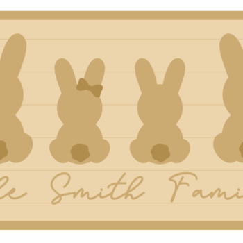 3mm mdf Personalised Rectangular Layered Family Bunny Plaque