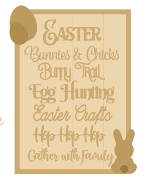 3MM MDF A3 Layered Rectangle - Easter Wording Plaque
