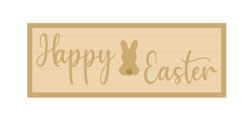 3MM MDF Layered Rectangular Plaque - Happy Easter with Bunny