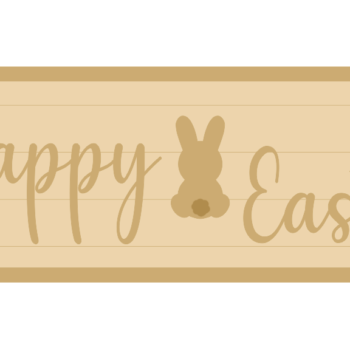3MM MDF Layered Rectangular Plaque - Happy Easter with Bunny