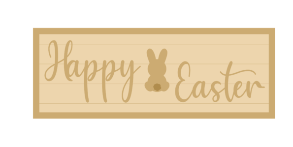 3MM MDF Layered Rectangular Plaque - Happy Easter with Bunny