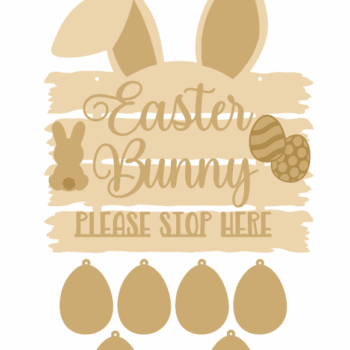 3mm Driftwood Easter Bunny Please Stop Here with 6 hanging eggs
