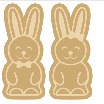 4mm Oak Veneer Layered Bunny Boy and Girl + 3mm mdf top layer