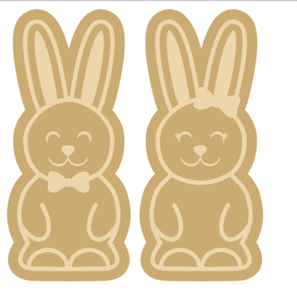 4mm Oak Veneer Layered Bunny Boy and Girl + 3mm mdf top layer