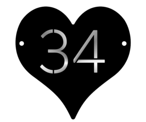 Double Layer Personalised Heart Shape Door Sign with stand offs - with number
