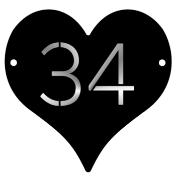 Double Layer Personalised Heart Shape Door Sign with stand offs - with number